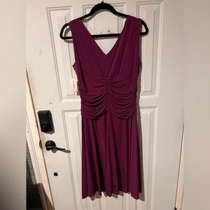 dressbarn Rich Purple Ruched Midi Dress
